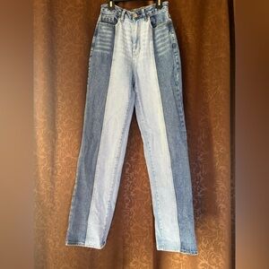 PacSun Two-Tone Straight Leg Jeans - Light and Dark Blue Women’s pants size 25